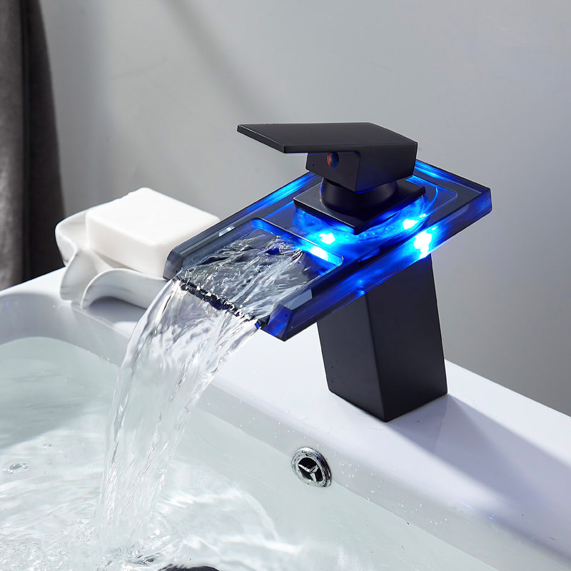 Black Waterfall Basin Faucet Bathroom Mixer Tap Sink Faucet Single Handle Mixer Tap Toilet Basin